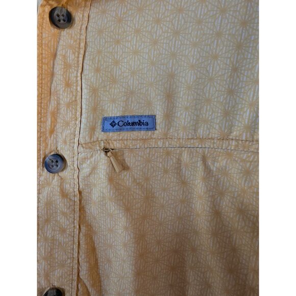 Columbia Mens Yellow Short Sleeve Button-Up Shirt L - Picture 4 of 10